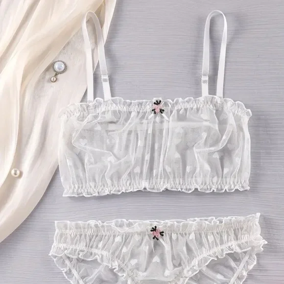 Elegant Sheer Hearts Lingerie Set - Picture 2 of 8